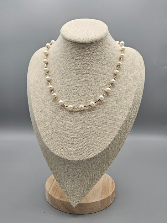 Collier Éclat de perles bicolore or et argent