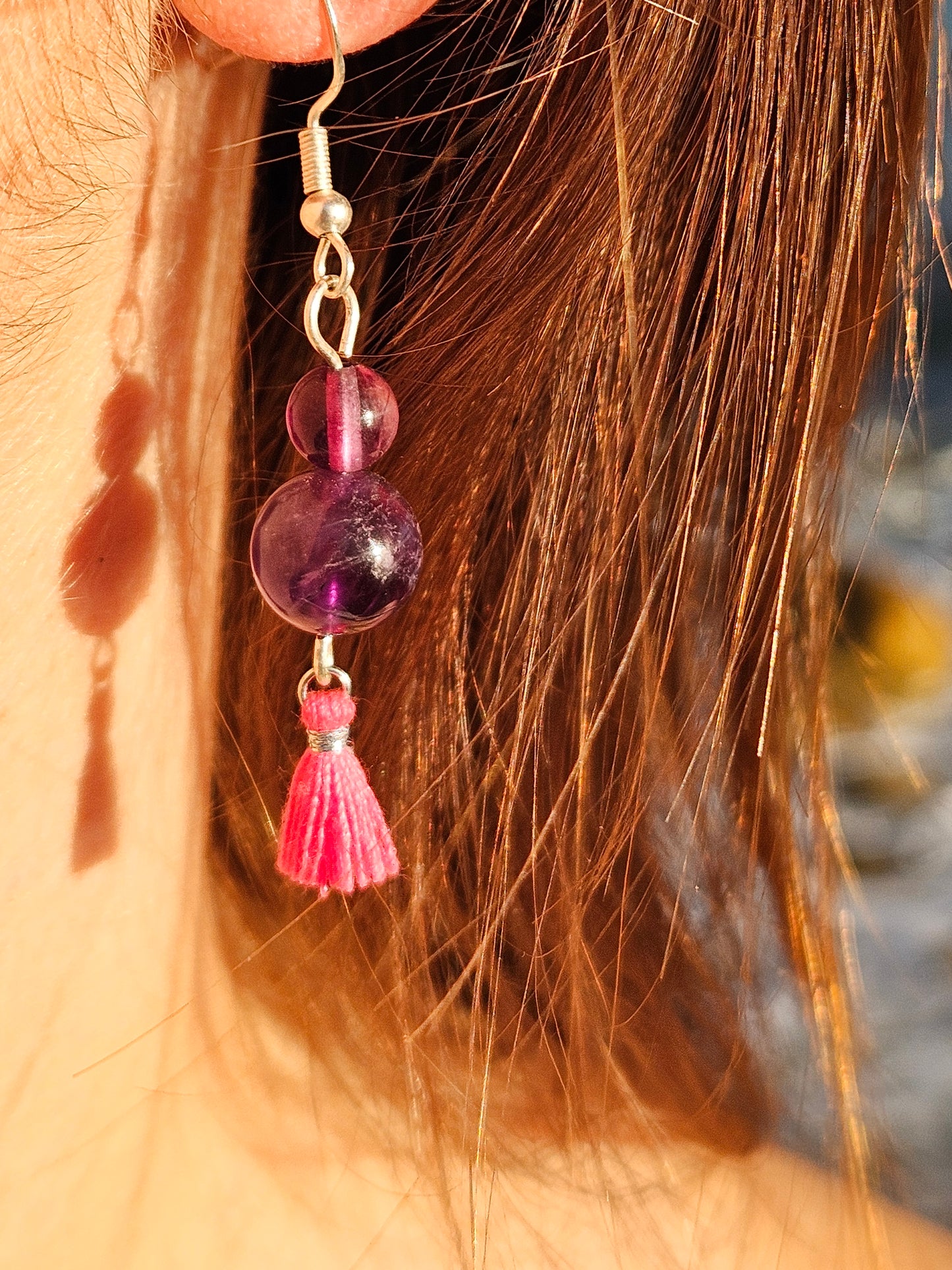 Pendantes Améthyste & Pompon flashy