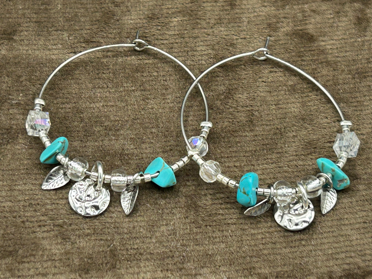 Créoles fantaisie turquoise - acier inoxydable