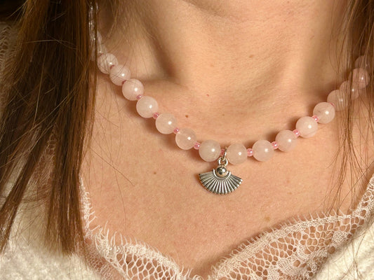 Collier Douceur de Rose – Quartz rose et argent - Colomba Créations