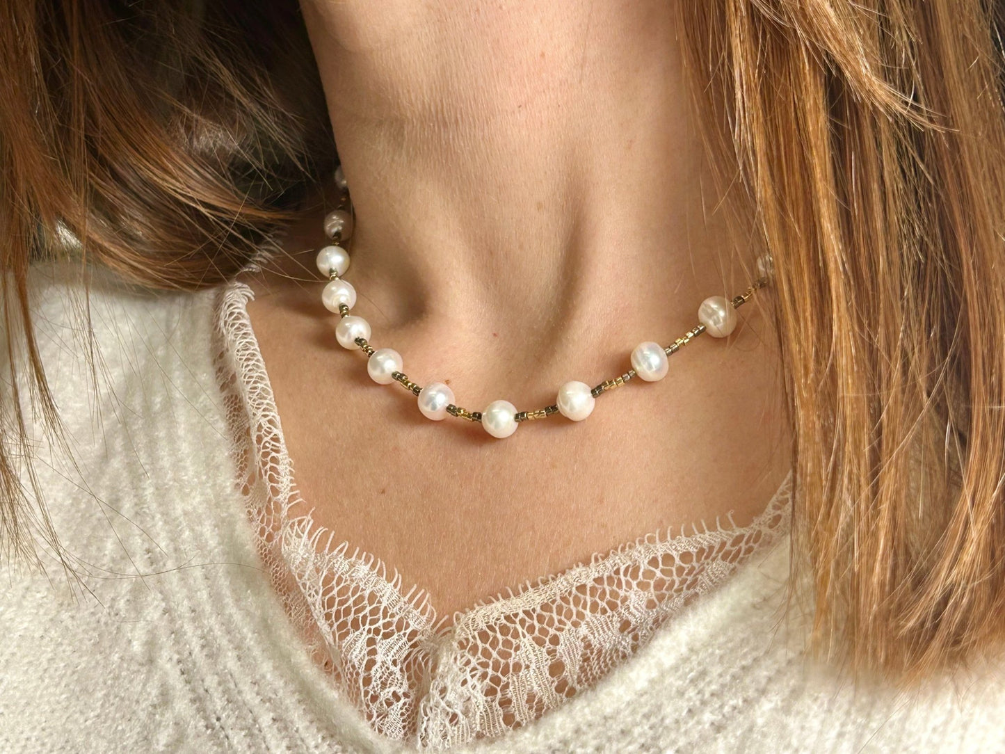 Collier Eclat de perles - Bicolore Or Argent - Colomba Créations