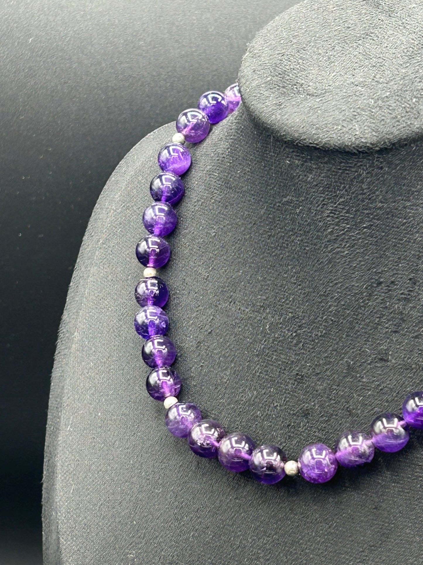 Collier en améthyste naturelle – perles rondes 8 mm - Colomba Créations