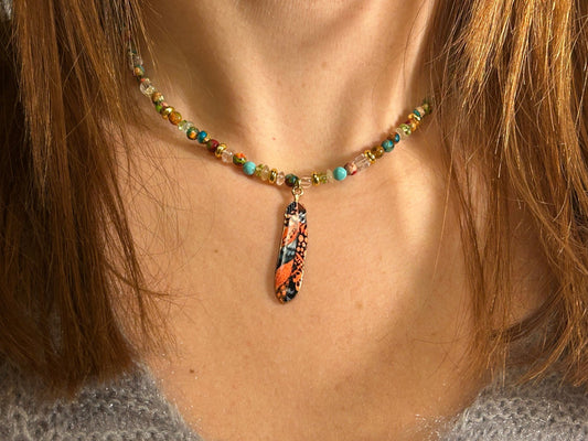 Collier Plume emaillee