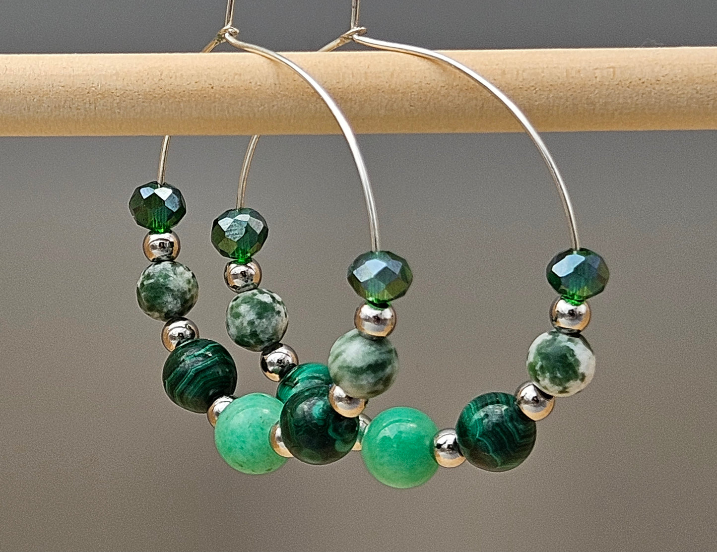 Créoles Vertes Malachite & Serpentine