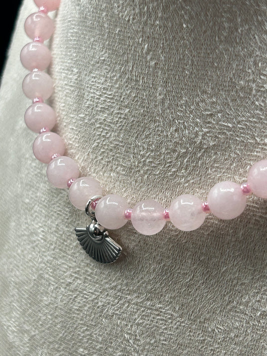 Collier Douceur de Rose – Quartz rose et argent
