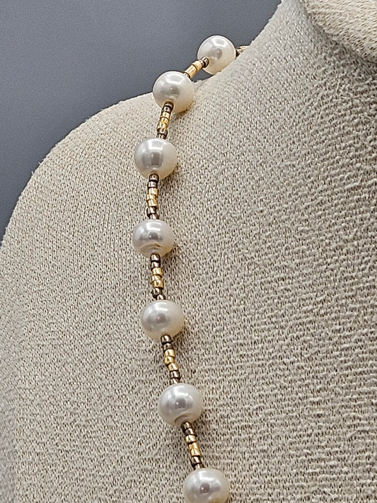 Collier Eclat de perles - Bicolore Or Argent