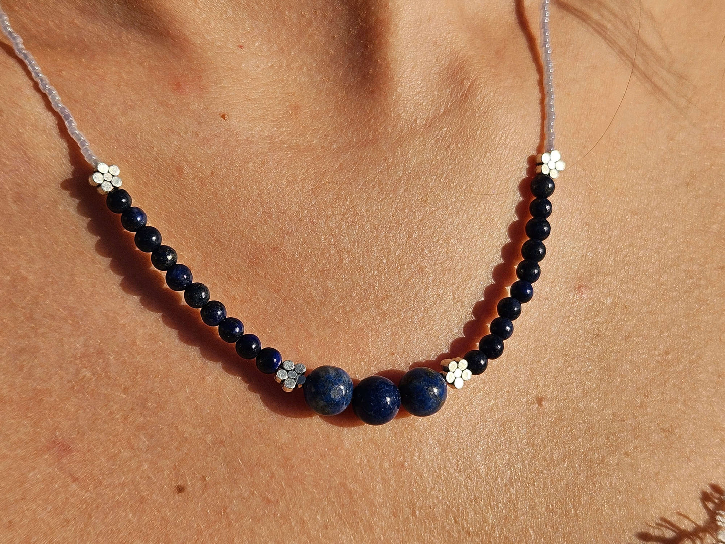 Collier lapis lazuli dégradés de bleu