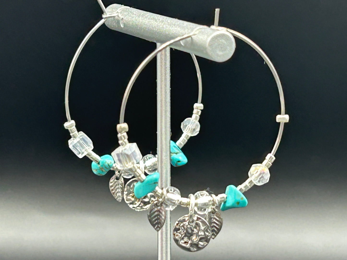 Créoles fantaisie turquoise - acier inoxydable