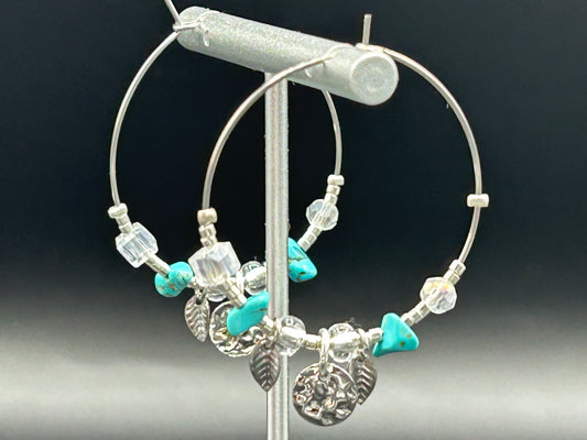 Créoles fantaisie turquoise - acier inoxydable