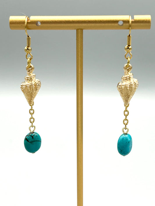Boucles d’oreilles Coquillage & Turquoise