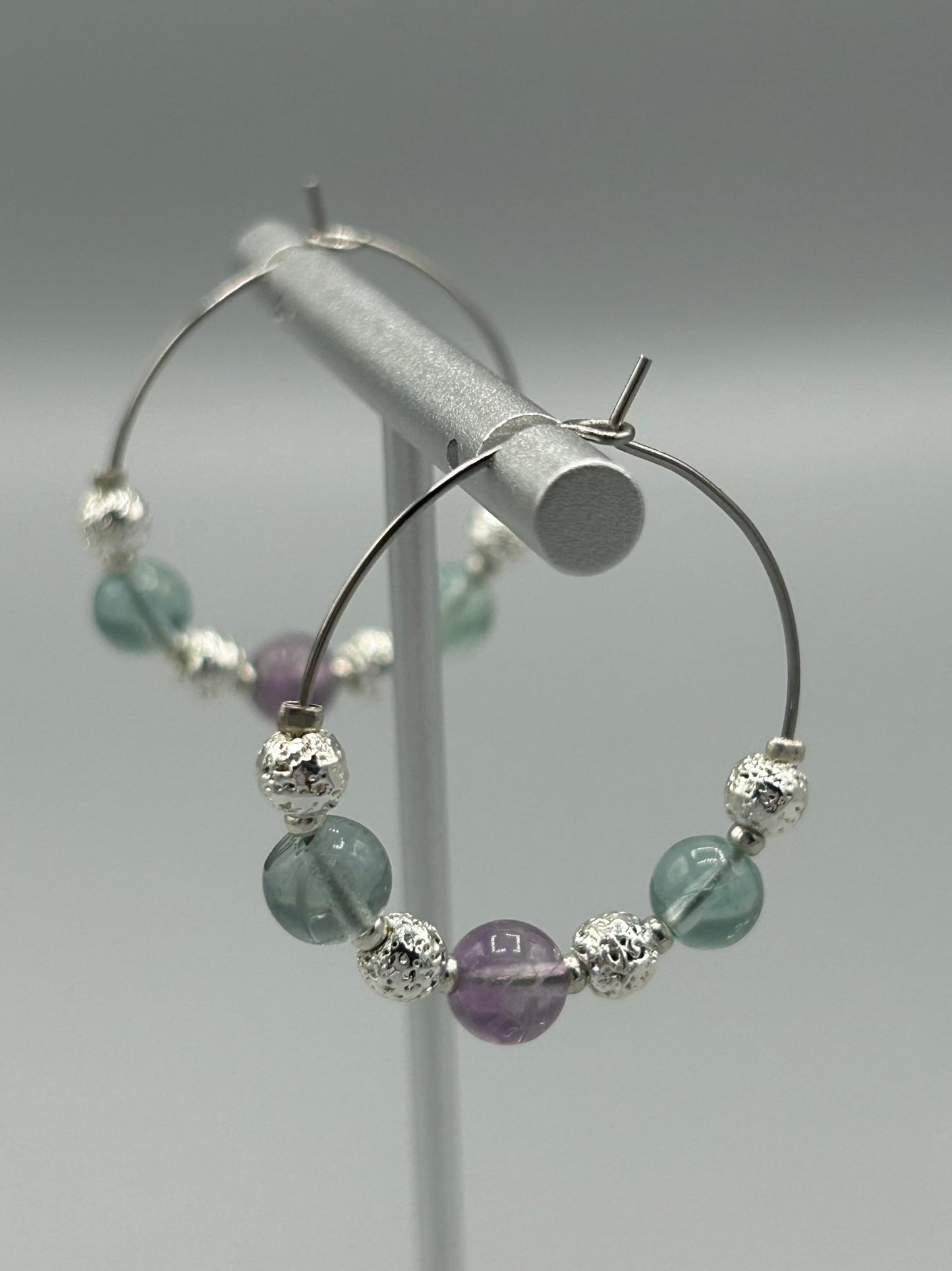 Boucles créoles fluorite - Eclat minéral - Colomba Créations
