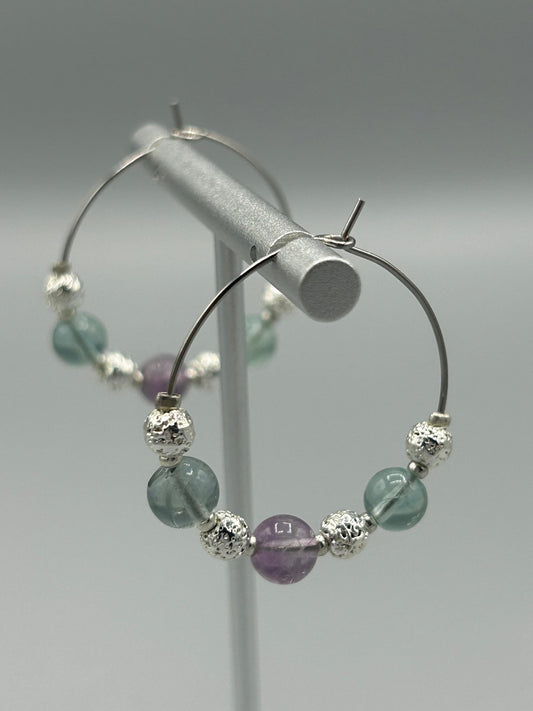 Boucles créoles fluorite - Eclat minéral - Colomba Créations