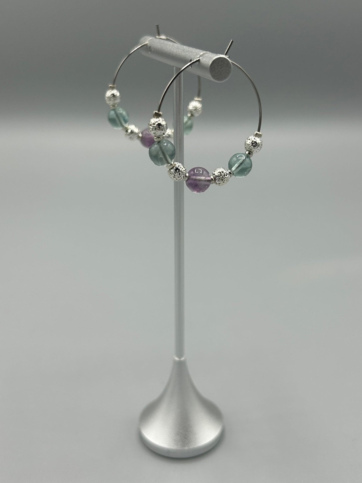 Boucles créoles fluorite - Eclat minéral - Colomba Créations