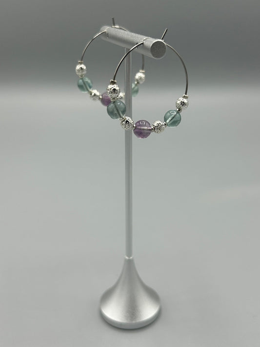 Boucles créoles fluorite - Eclat minéral - Colomba Créations