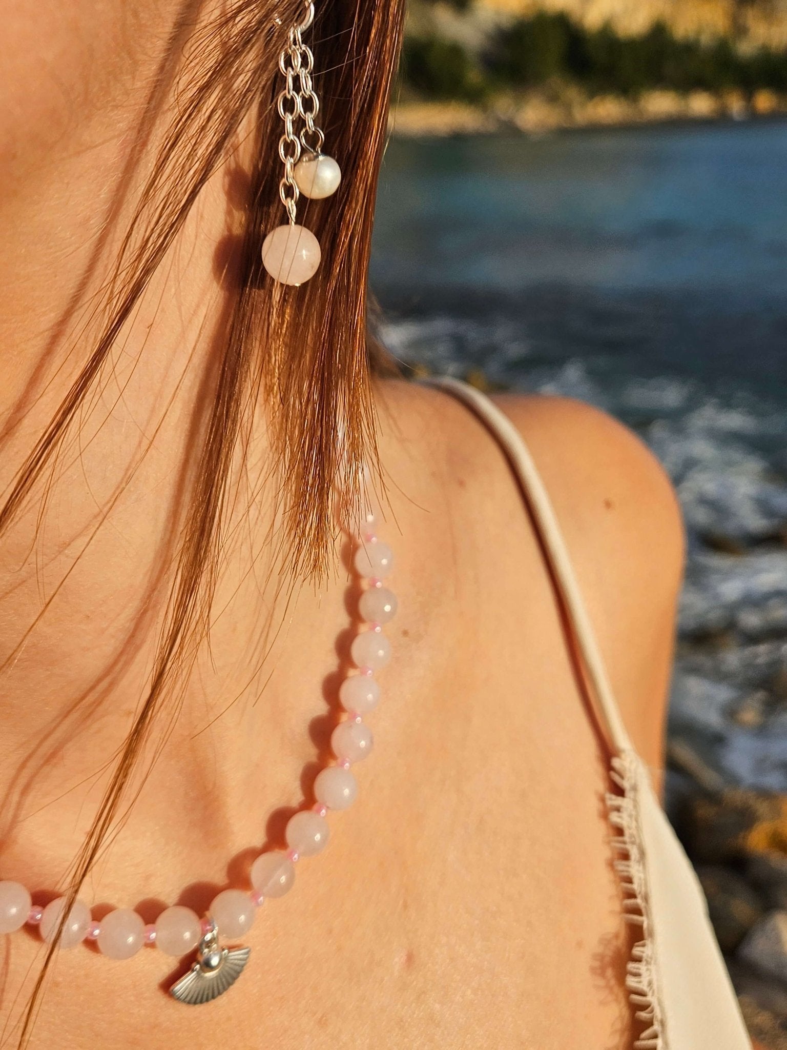 Boucles d’oreilles Rose & Perle - Colomba Créations