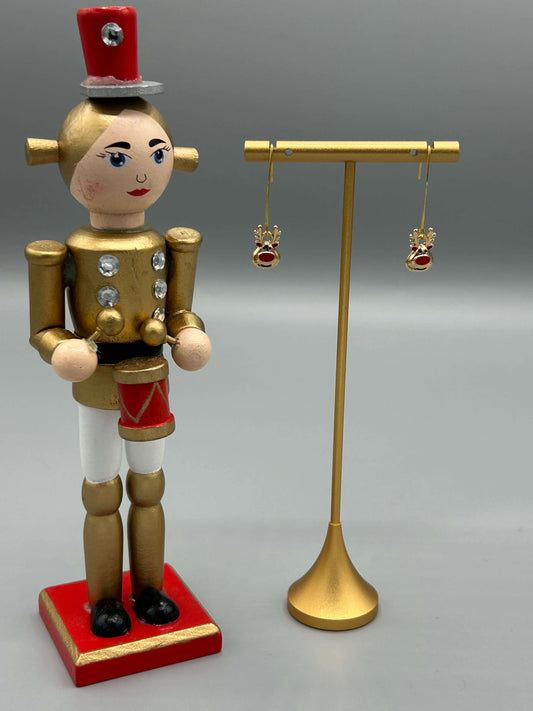 Boucles d’oreilles pendantes renne doré discret