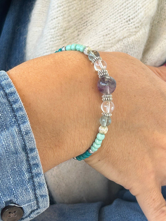 Bracelet Fluorite & roche fantaisie 