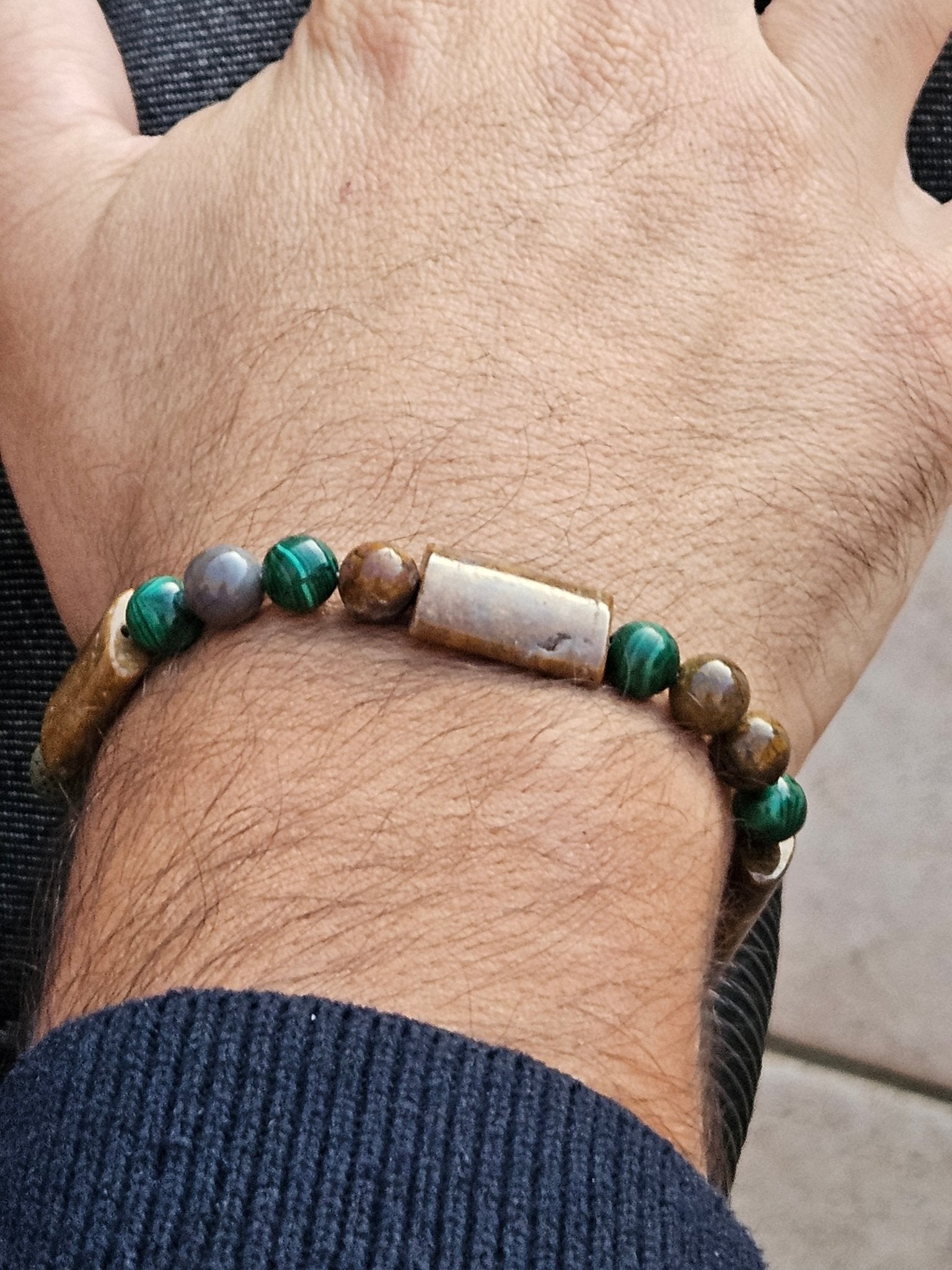 Bracelet Homme Racines Anciennes - Zen Jaspe Malachite