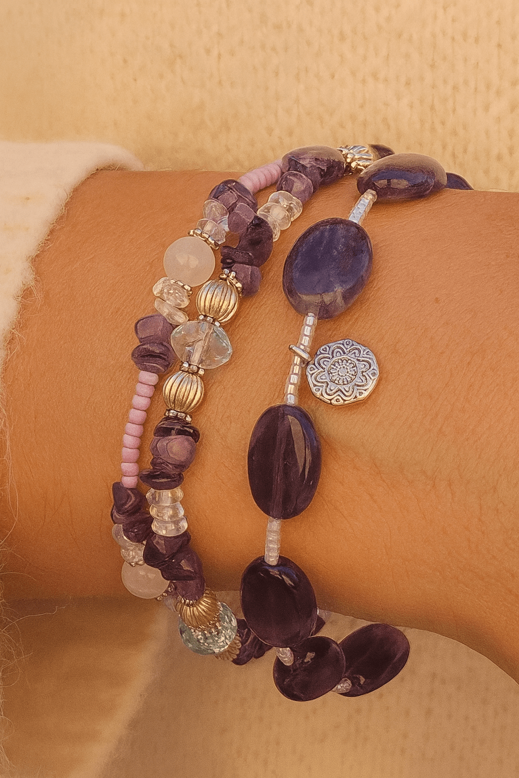 Trio de bracelets amethyste zen