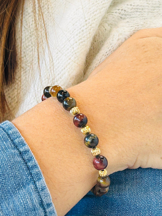 Bracelet_trio_oeil de_protection tigre taureau et faucon