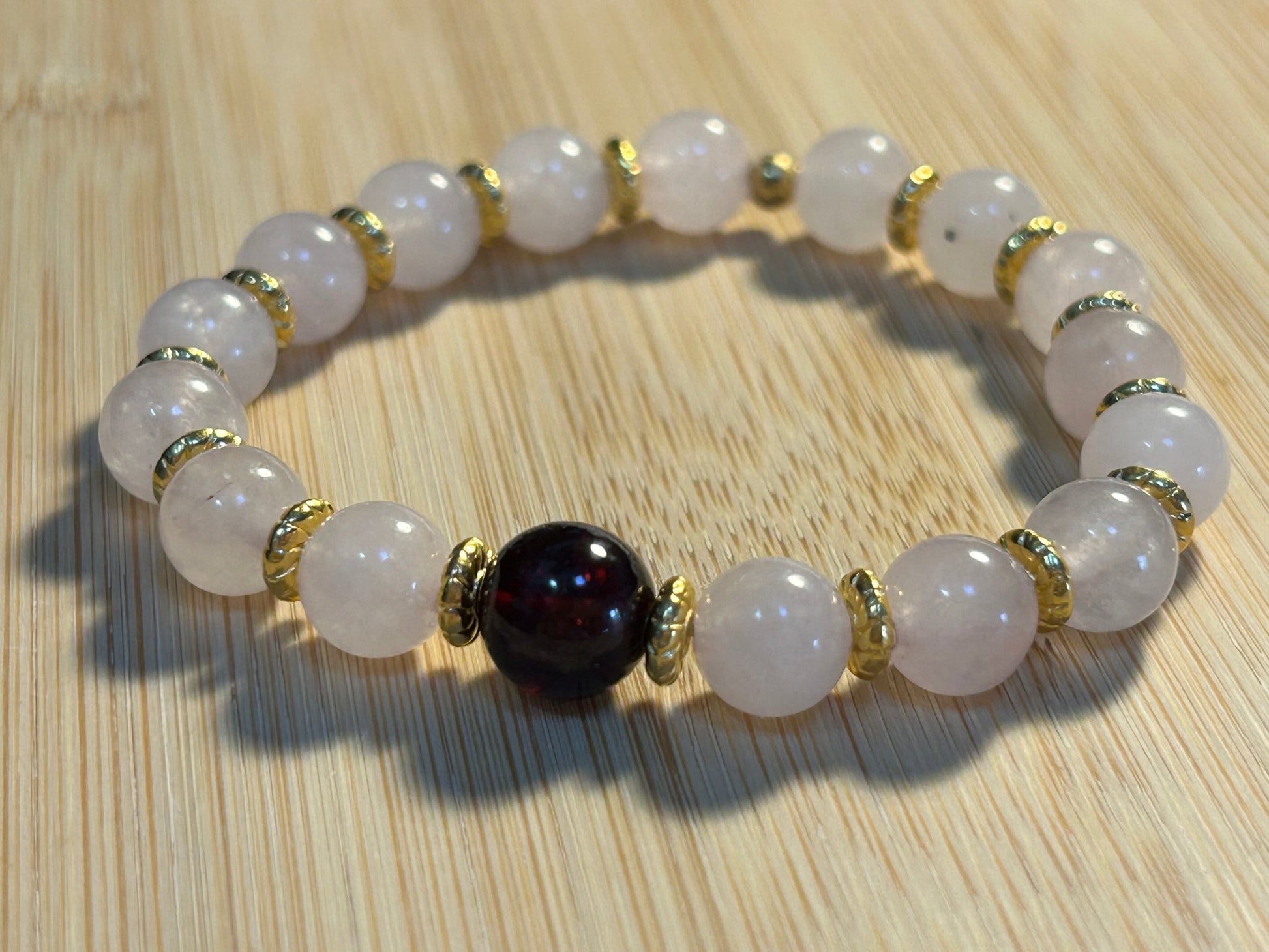 Bracelet Quartz rose et grenat - Colomba Créations