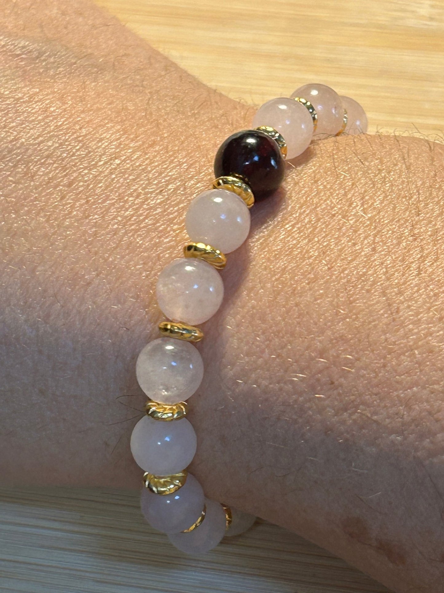 Bracelet Quartz rose et grenat - Colomba Créations