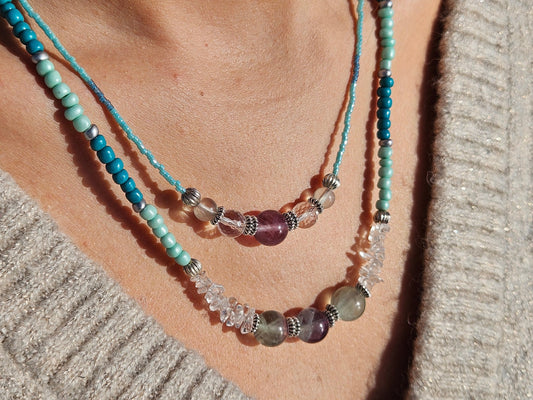 Colliers fantaisie et fluorite