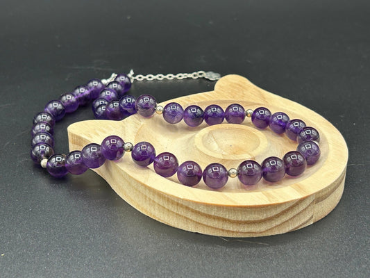 Collier en améthyste naturelle – perles rondes 8 mm - Colomba Créations