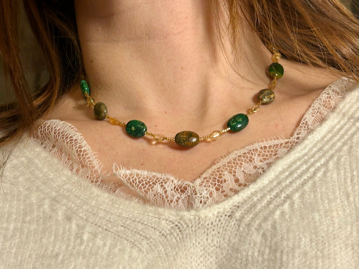 Collier jaspe Kambaba jaspe imperial et citrine