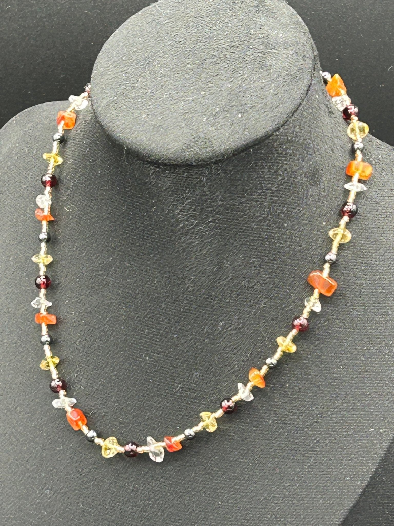 Collier pierres naturelles – cornaline, grenat et citrine - Colomba Créations