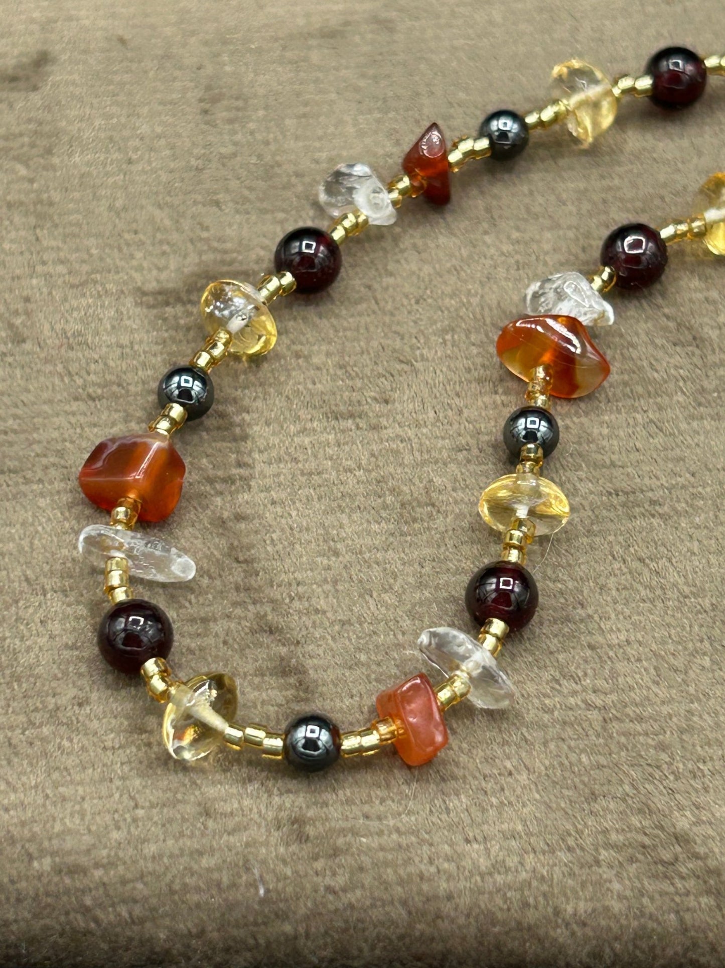 Collier pierres naturelles – cornaline, grenat et citrine - Colomba Créations