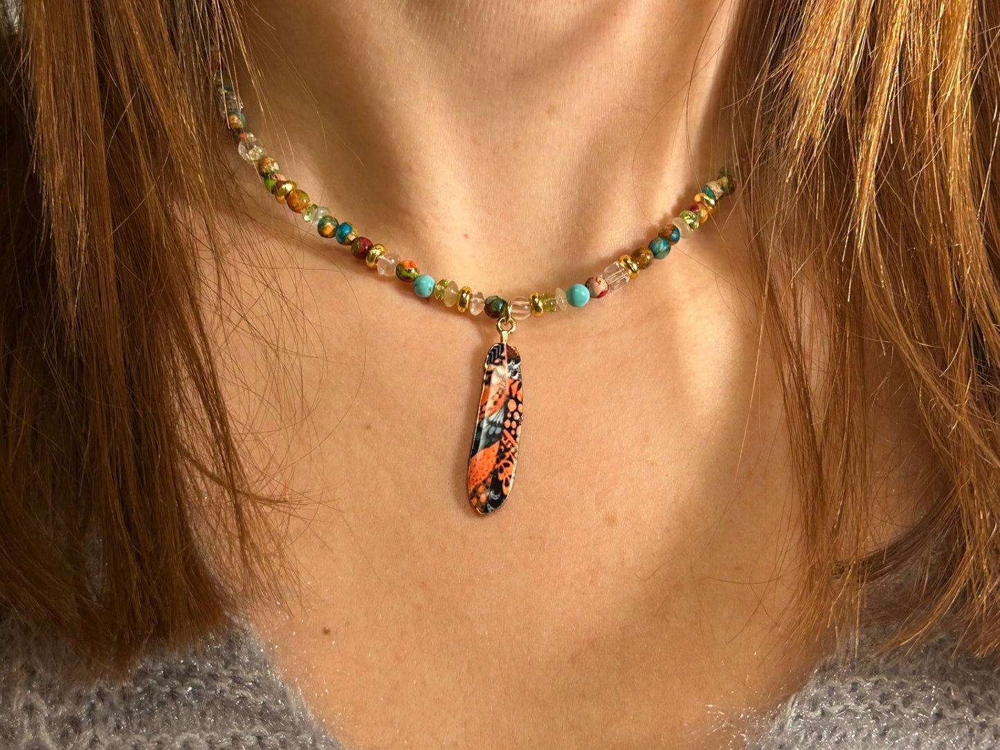 Collier Plume emaillee